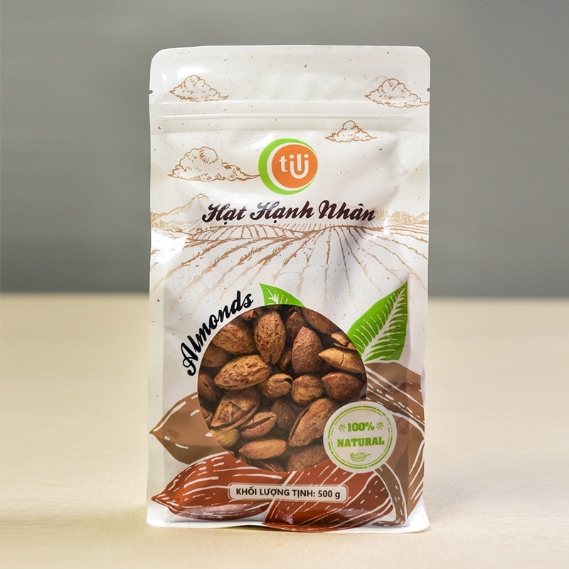Hạt hạnh nh&acirc;n rang bơ Almonds nguy&ecirc;n vỏ Tili 500gr	Mỹ